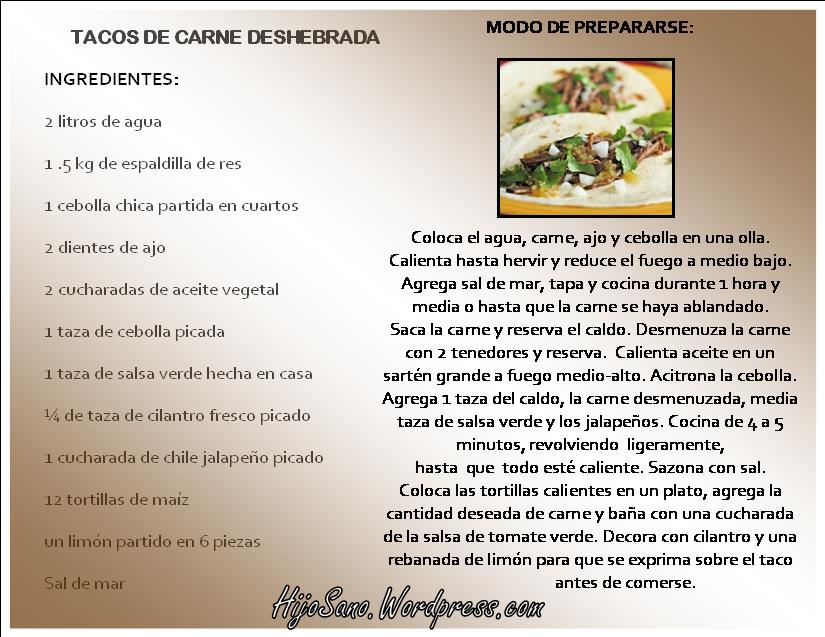 Tacos de Carne Deshebrada