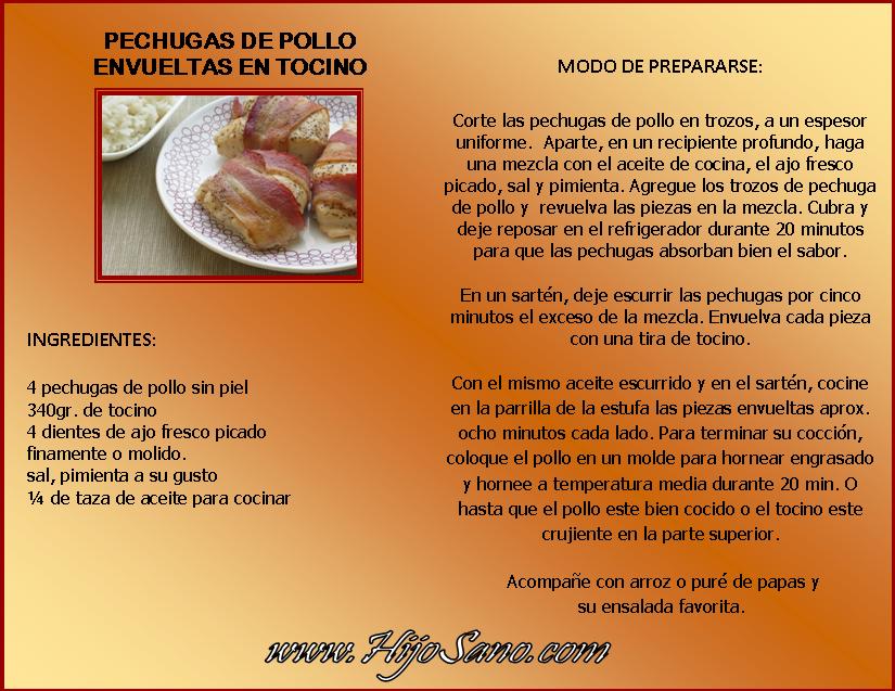 Pollo envuelto en tocino